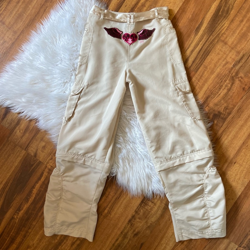 Y2k Mudd Angel Wing Heart Embroidered Convertible Cargo Pants